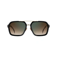David Beckham DB 7128/S 2M2 QY 58 Black Gold / Brown Gradient Green Mirror Lenses