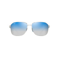 Maui Jim Onipaa Asian Fit DBS651-17 Shiny Silver w Dark Blue / Dual Mirror Blue to Silver Polarised Lenses