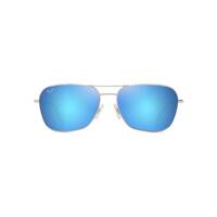 Maui Jim Na'auao B675-17B Shiny Silver w Blue & Green / Blue Hawaii Polarised Lenses