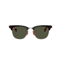 Ray-Ban RB3807M F11031-51 Scuderia Ferrari Collection Brushed Black On Silver / G-15 Green Lenses