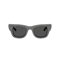 Ray-Ban RB4940BP 686587-47 Wayfarer Puffer Black w Strass Pave / Dark Grey Lenses