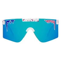 Pit Viper The Merika Original Regular 2.0 White w Blue Splatter / Blue Mirror Polarised Lenses