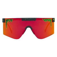 Pit Viper The Monster Bull Original Wide 2.0 Black w Green Splatter / Orange Mirror Polarised Lenses