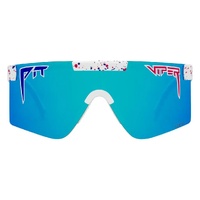 Pit Viper The Merika Original Double Wide Red w White & Blue / Blue Mirror Polarised Lenses
