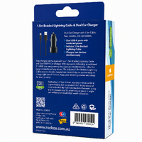 Smartcell Braided Lightning Cable & Dual Car Charger | 1.5m