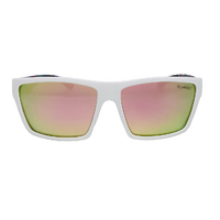 Mangrove Jacks Hoodlum C9 White w Temple Print / Ice Pink Revo Polarised Lenses