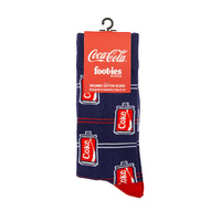 Foot-ies Coca-Cola Organic Cotton Socks Coke Bottles Navy/Red Size 8 to 13