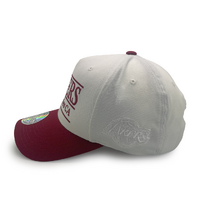 Mitchell & Ness Los Angeles Lakers Flexfit 110 Stacked White Cream/Burgundy OSFM
