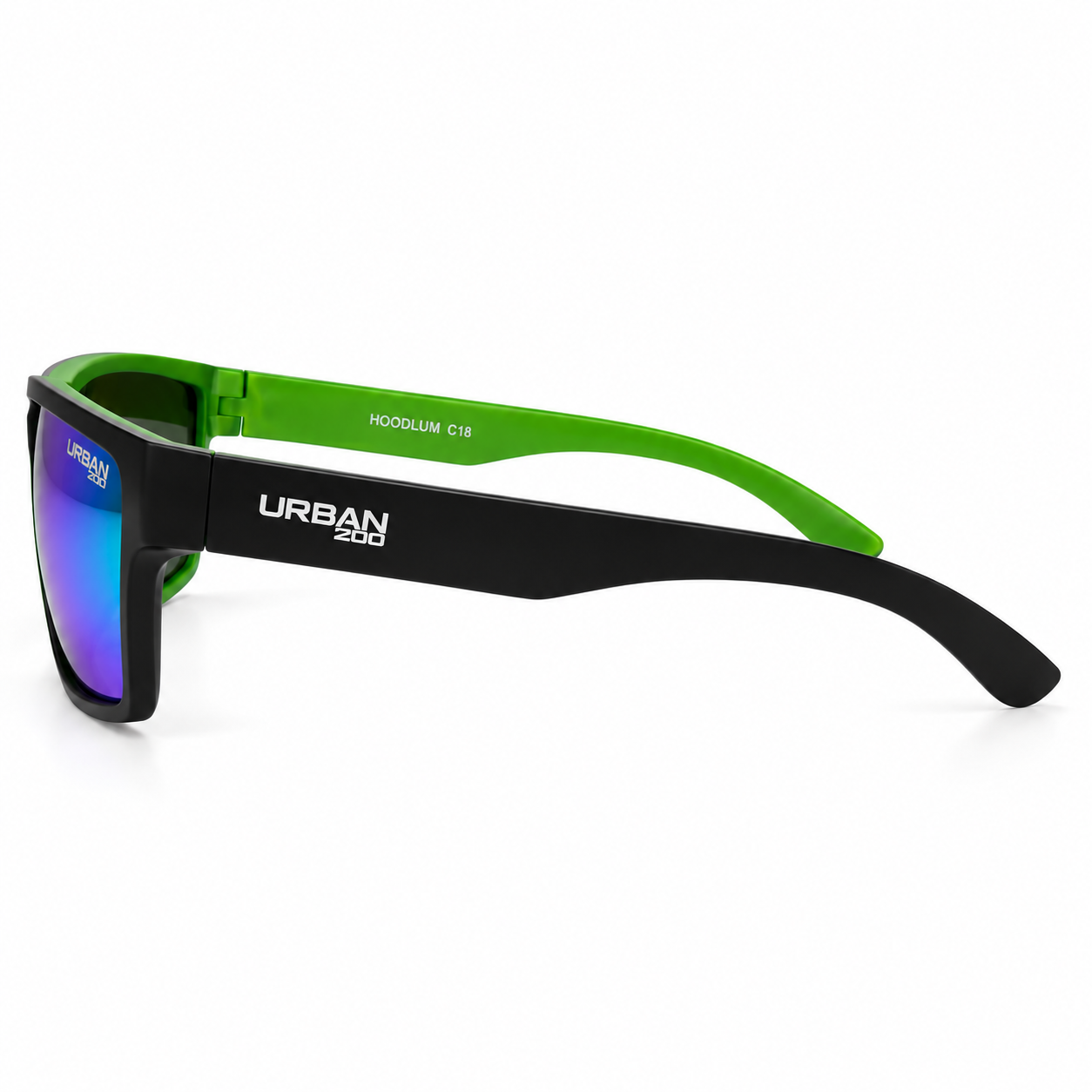 Urban Zoo Hoodlum C18 Matte Black w Crystal Green / Ice Blue Revo Lenses