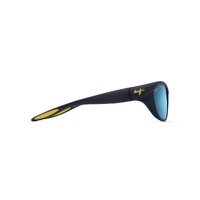 Maui Jim Haulani Asian Fit B343-03A Matte Solid Dark Blue w Yellow / Blue Hawaii Polarised Lenses
