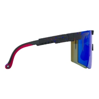 Pit Viper The Peacekeeper Original Wide 2.0 Black w Blue Splatter / Blue Mirror Polarised Lenses