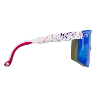 Pit Viper The Merika Original Single Wide Red w White & Blue / Blue Mirror Polarised Lenses