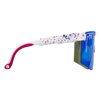 Pit Viper The Merika Original Double Wide Red w White & Blue / Blue Mirror Polarised Lenses