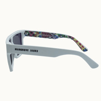 Mangrove Jacks Thunderball C10 Shiny White w Print / Smoke w Pink Revo Mirror Polarised Lenses