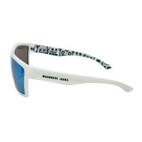 Mangrove Jacks Hoodlum C8 White w Temple Print / Ice Blue Revo Polarised Lenses