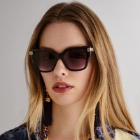 Camilla Here Comes Trouble CAM2531057 Black w Gold Glitter Leopard / Cool Smoke Gradient Lenses