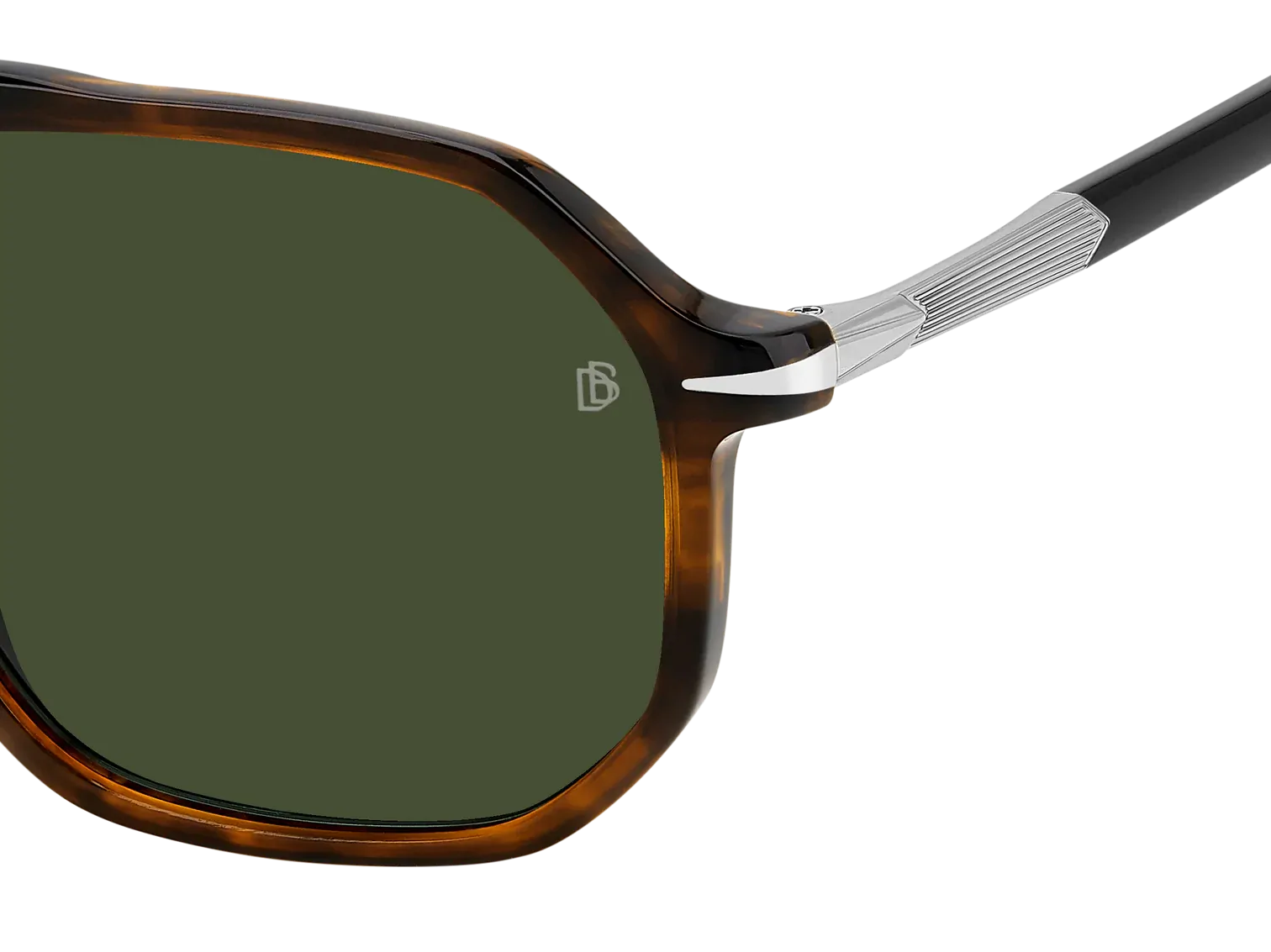 David Beckham DB 1172/S 6C5 QT 59 Brown Horn Ruthenium / Green Lenses