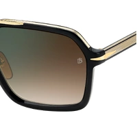 David Beckham DB 7128/S 2M2 QY 58 Black Gold / Brown Gradient Green Mirror Lenses