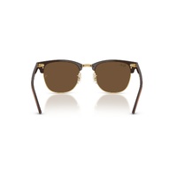 Ray-Ban RB3016F 687853-55 Clubmaster Low Bridge Fit Matte Brown w Gold / Dark Brown Lenses