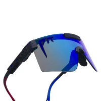 Pit Viper The Peacekeeper Original Wide 2.0 Black w Blue Splatter / Blue Mirror Polarised Lenses