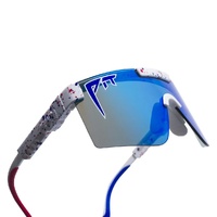 Pit Viper The Merika Original Wide 2.0 White w Blue Splatter / Blue Mirror Polarised Lenses
