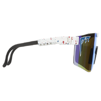 Pit Viper The Absolute Freedom Double Wide White Blue w Red Splatter / Blue Revo Polarised Lenses