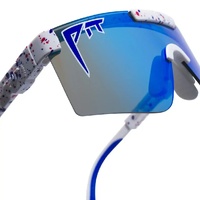 Pit Viper The Merika Original Double Wide Red w White & Blue / Blue Mirror Polarised Lenses