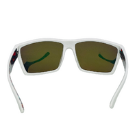 Mangrove Jacks Hoodlum C9 White w Temple Print / Ice Pink Revo Polarised Lenses