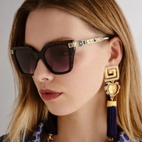 Camilla Here Comes Trouble CAM2531057 Black w Gold Glitter Leopard / Cool Smoke Gradient Lenses