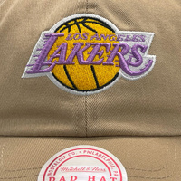 Mitchell & Ness Los Angeles Lakers Dad Hat Team Logo Khaki OSFM