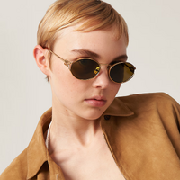 Miu Miu MU52YS 7OE01T-54 Brass Gold / Dark Brown Lenses