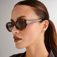 Saint Laurent SLM136 002 Havana / Green Lenses