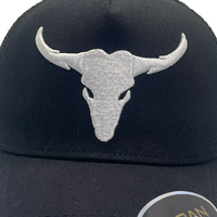 Urban Zoo West Village 109 5 Panel Trucker Longhorn Bull Black/White OSFM