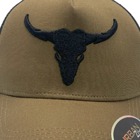 Urban Zoo West Village 109 5 Panel Trucker Longhorn Bull Khaki/Black OSFM
