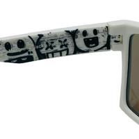 Mangrove Jacks Hoodlum C8 White w Temple Print / Ice Blue Revo Polarised Lenses