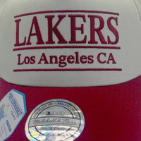 Mitchell & Ness Los Angeles Lakers Flexfit 110 Stacked White Cream/Burgundy OSFM