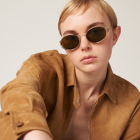 Miu Miu MU52YS 7OE01T-54 Brass Gold / Dark Brown Lenses
