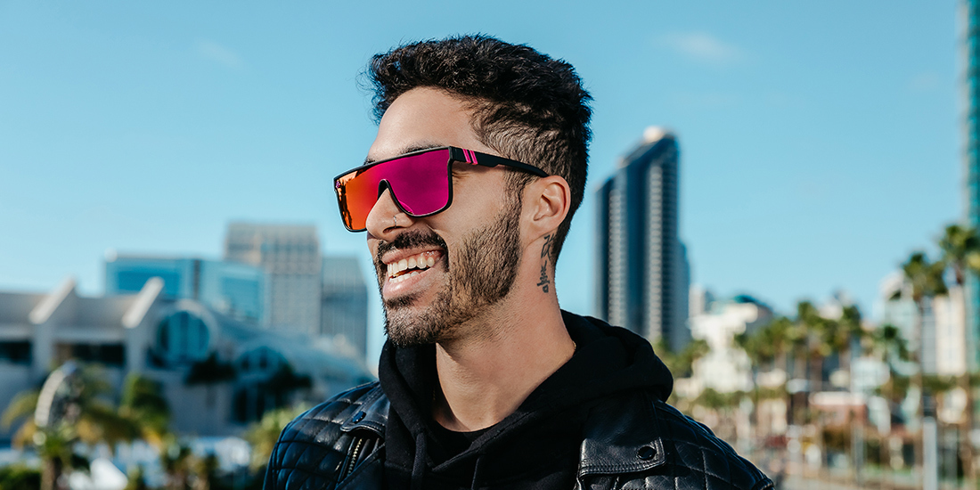 Blenders SciFi 807 0F 99 Midnight Emma Matte Rubber Black Hot Pink Mirror Polarised Lenses
