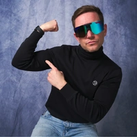 Pit Viper The Peacekeeper Original Wide 2.0 Black w Blue Splatter / Blue Mirror Polarised Lenses