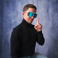 Pit Viper The Merika Original Regular 2.0 White w Blue Splatter / Blue Mirror Polarised Lenses