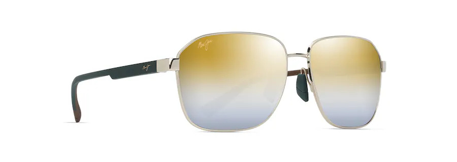 Maui Jim Onipaa Asian Fit DGS651-16 Shiny Gold w Green / Dual Mirror Gold to Silver Polarised Lenses *