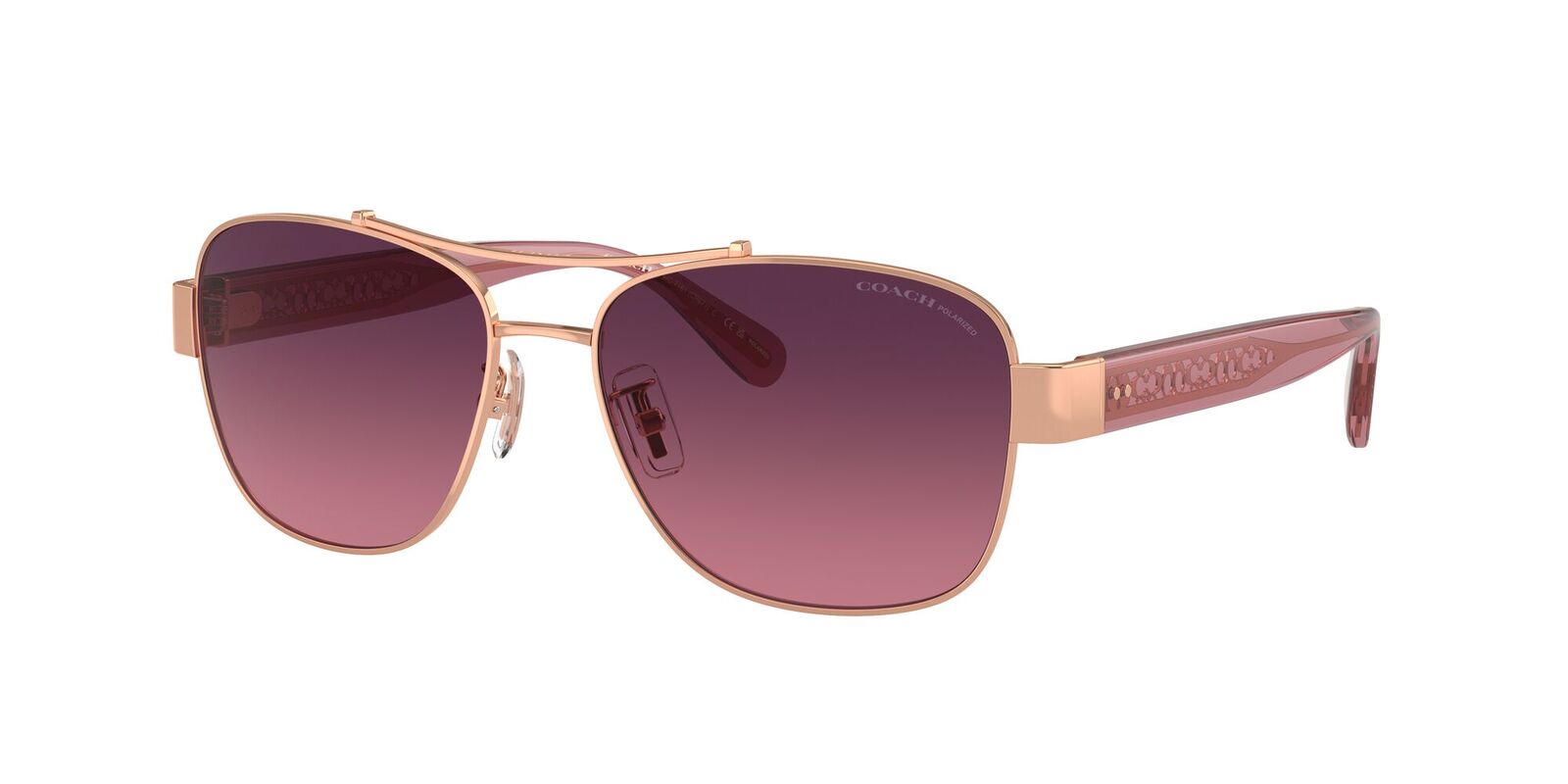 Coach HC7161 9331F4 56 Shiny Rose Gold Burgundy Gradient Polarised Lenses