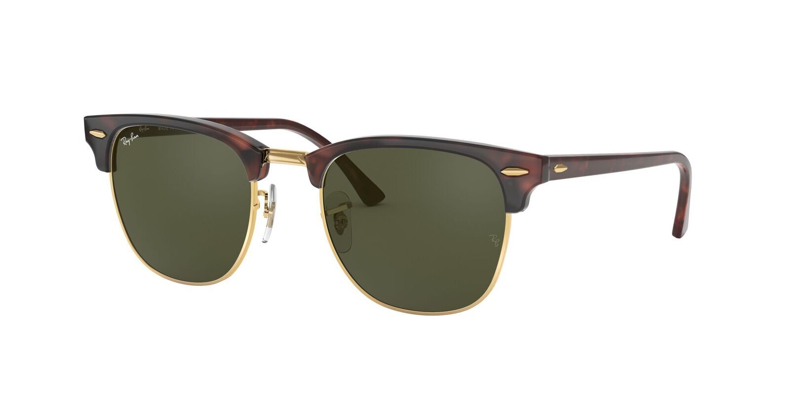 Ray-Ban RB3016 W0366-51 Clubmaster Mock Tortoise On Gold / Green Classic G-15 Lenses