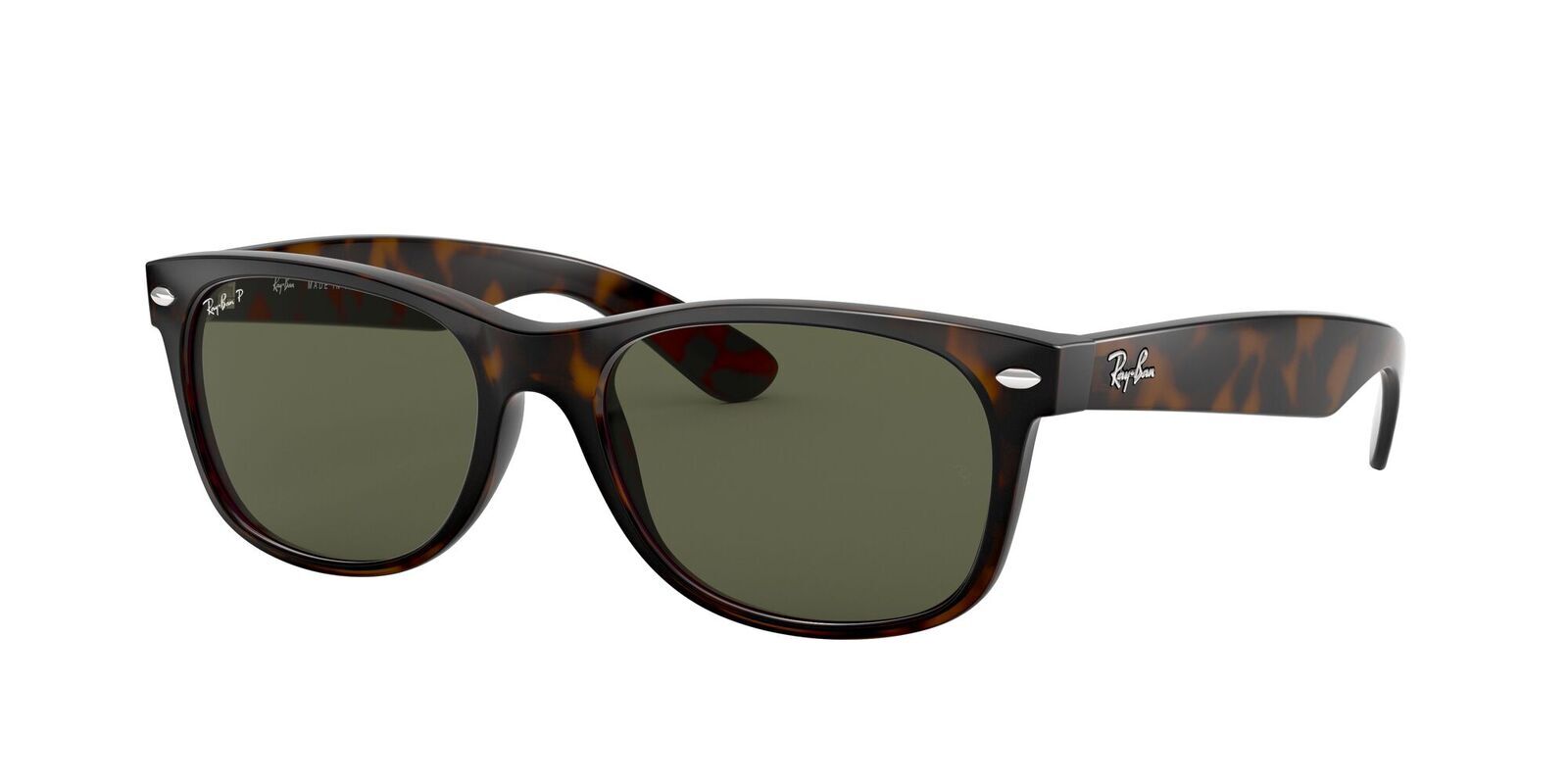 Ray Ban RB2132 902 58 55 New Wayfarer Tortoise Green Classic G 15 Polarised Lenses