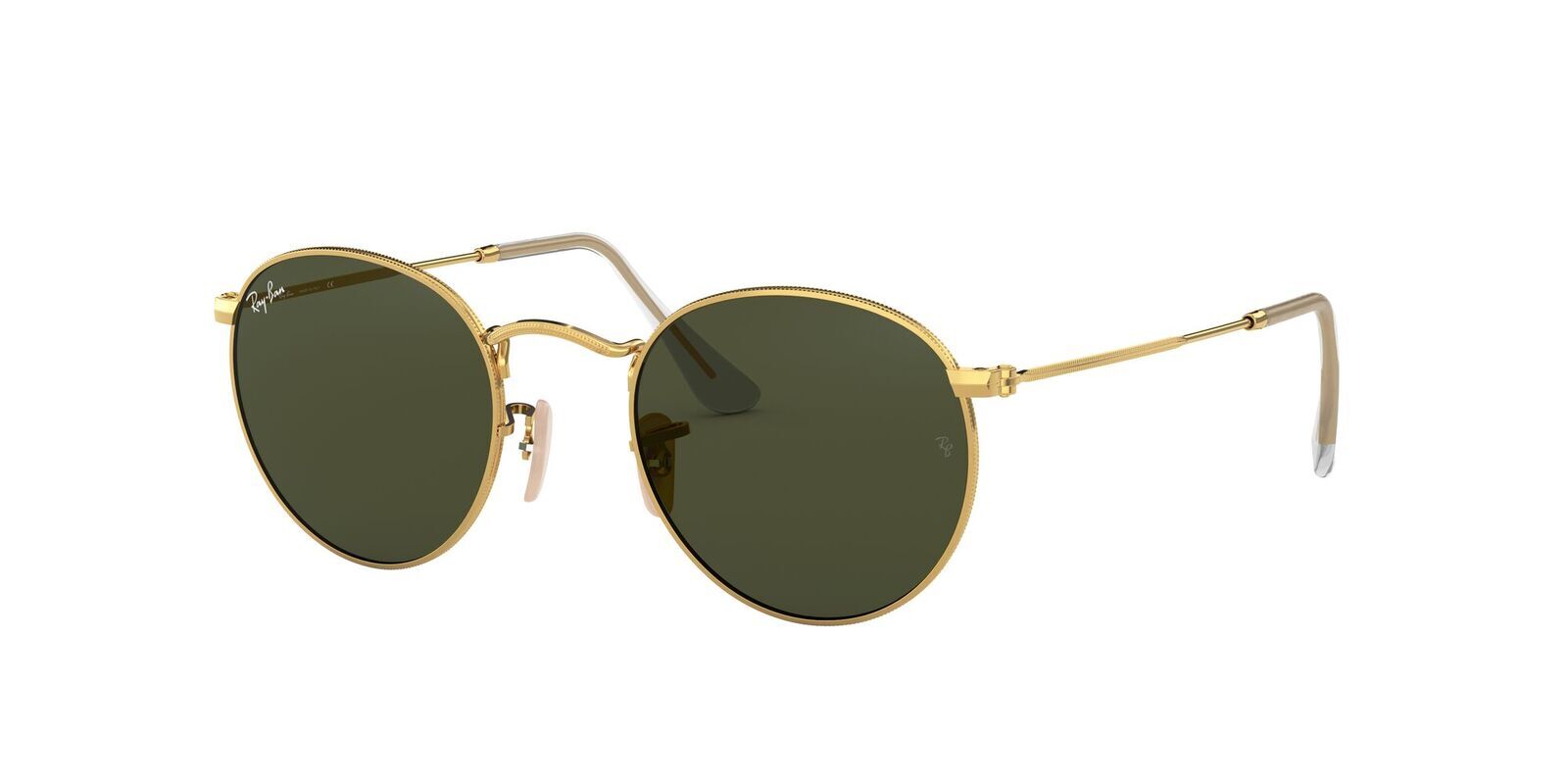 Ray-Ban Round Metal RB3447 001-50 Polished Gold Frame Green Classic G