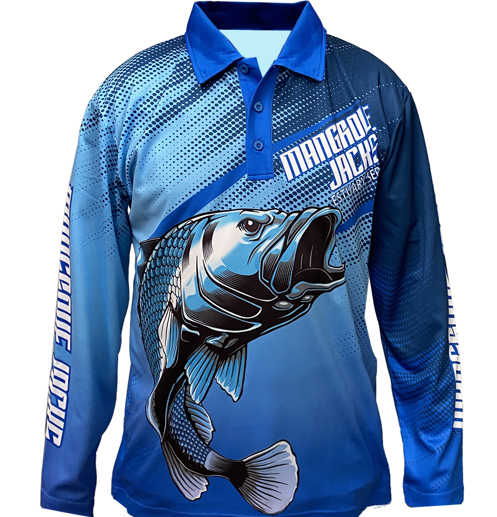 Fishing Shirt Barramundi Blue Available In Various Sizes