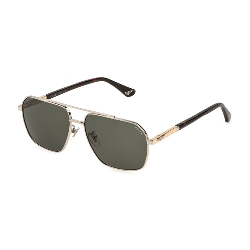 Police SPLQ85 0579-61 Shiny Palladium / Green Lenses