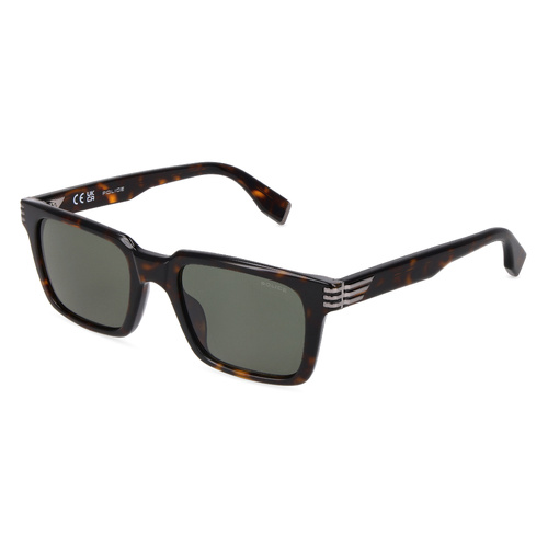 Police SPLV37 0722-53 Shiny Dark Havana / Green Lenses