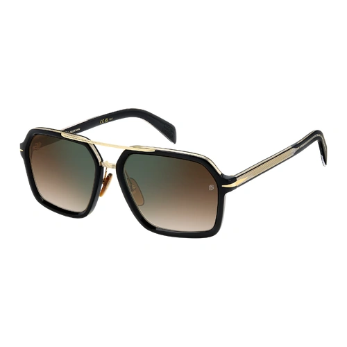 David Beckham DB 7128/S 2M2 QY 58 Black Gold / Brown Gradient Green Mirror Lenses