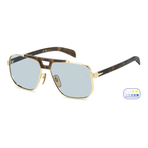 David Beckham DB 7157/S 0NR SD 61 Gold Brown Havana / Blue Photochromic Lenses